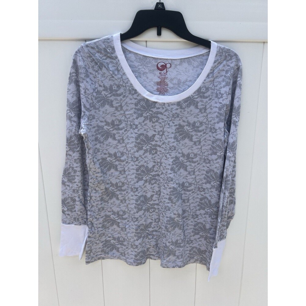OP Teens XL 15-17 Long Sleeve T Shirt Floral Gray Ocean Pacific
